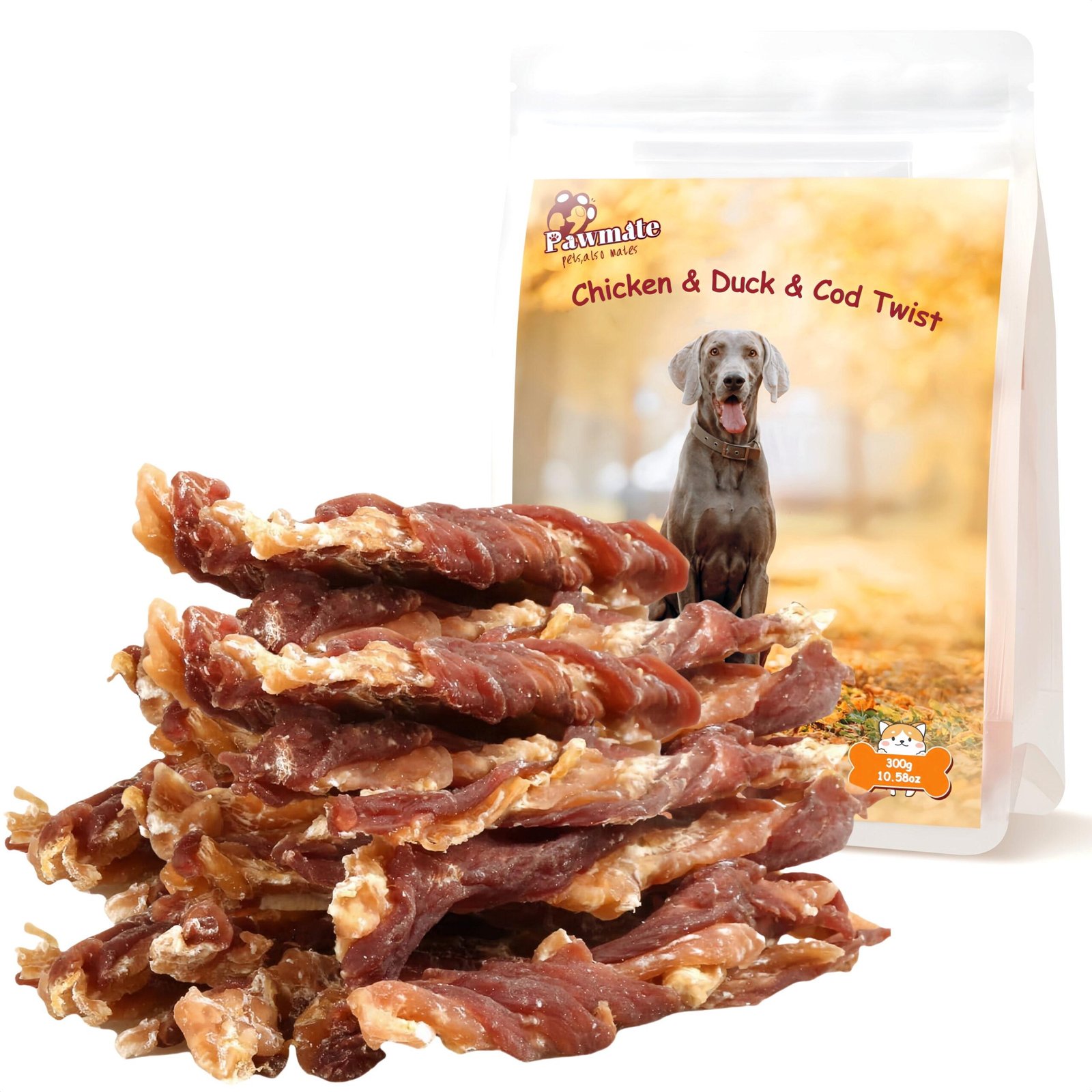 Pawmate-Chicken-Jerky-Duck-Cod-Twist-Dog-Treats-Premium-Pure-Meat-Snacks-for-All-Dogs-28-29-Count_8af37bb5-5333-4cf6-a35f-d22ef49258fb.3b67b1a8895c4b1c87e6ab9b473169e4.jpeg Pawmate Chicken Jerky & Duck & Cod Twist Dog Treats, Premium Pure Meat Snacks for All Dogs, 28-29 Count - Image 1