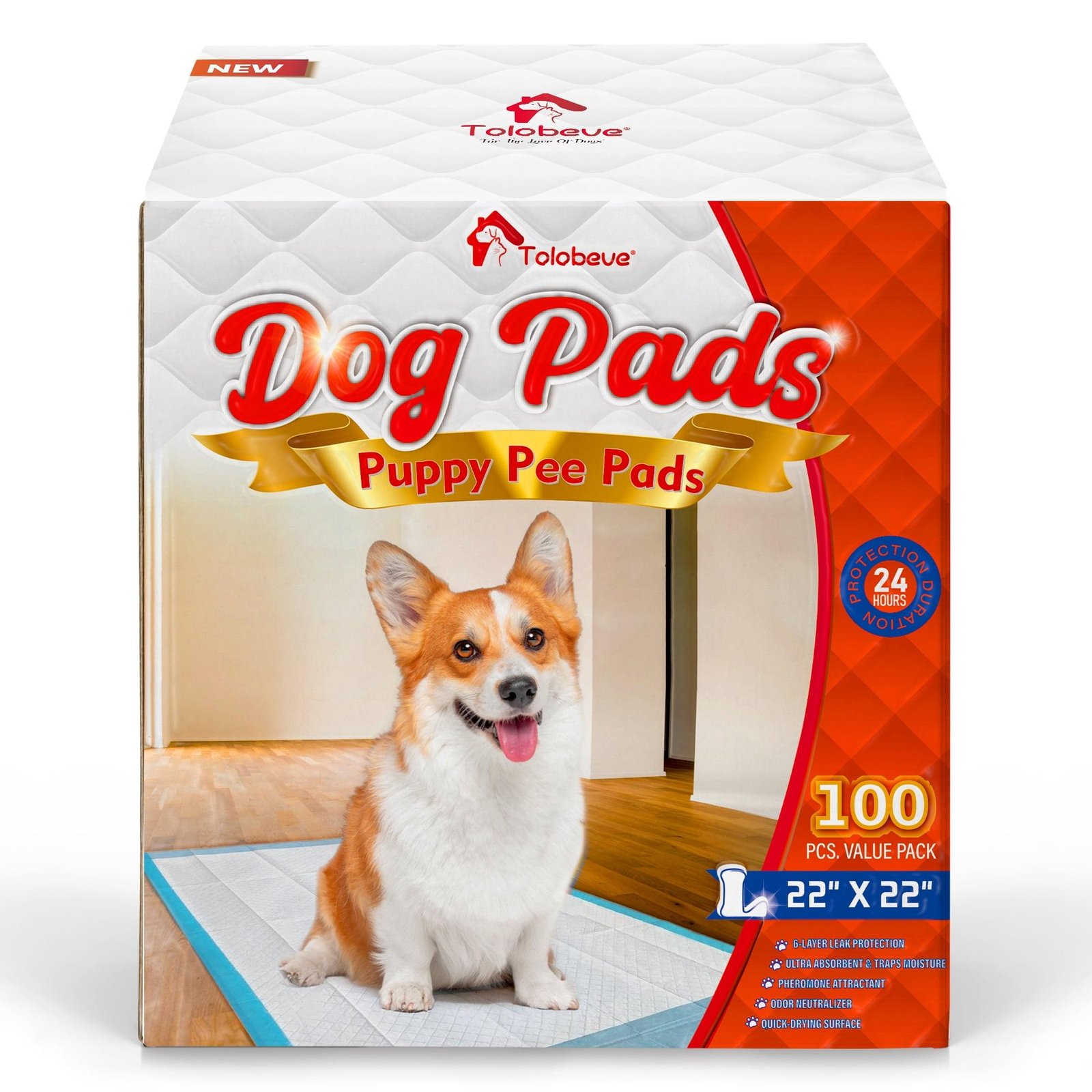 Tolobeve-Puppy-Pads-Training-Pads-Large-22-in-x-22-in-100-Count-Disposable-Dog-Pee-Pet-Pads_b9965755-9708-4b4d-ac9b-c5d332bab4ee.2d1dcbbd0bc97c0bea48191bf0cd95e2.jpeg Tolobeve Puppy Pads Training Pads, Large, 22 in x 22 in, 100 Count Disposable Dog Pee Pet Pads - Image 1