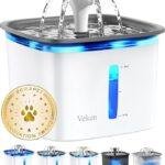Veken Innovation Award Winner 95oz/2.8L Pet Fountain, Automatic Cat Water Fountain Dog Water Dispenser with Replacement Filters for Cats, Dogs, Multiple Pets (Grey, Plastic)