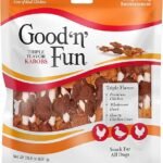 Good ‘n’ Fun Triple Flavor Kabobs Dog Treats, 24 Ounces, Long-Lasting Chews Made from Beef Hide, Real Chicken, Pork Hide, Duck and Chicken Liver